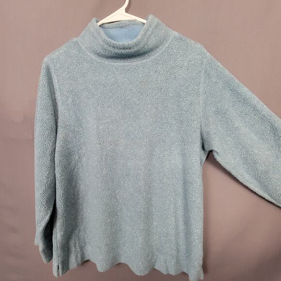 L.L.Bean Light Blue Mock Neck Fleece Pullover Soft Warm Cozy Classic Fit - Picture 3 of 10